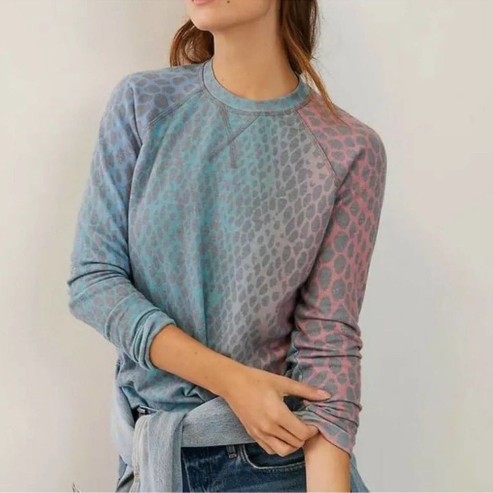 Sol Angeles X Anthropologie Animal Print Crew neck Sweatshirt Multi-Color PS